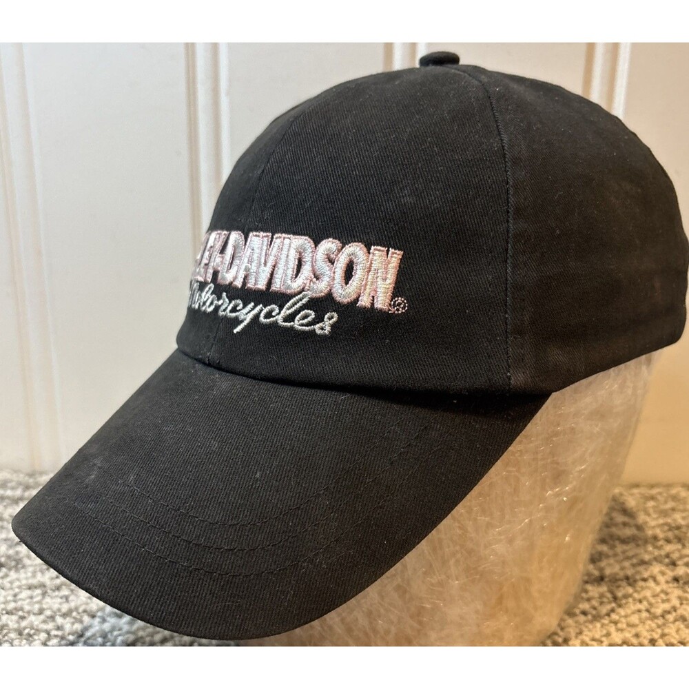 Harley Davidson Women’s Black & Pink Strap-Back Adjustable Hat, Baseball Cap - Picture 2 of 14